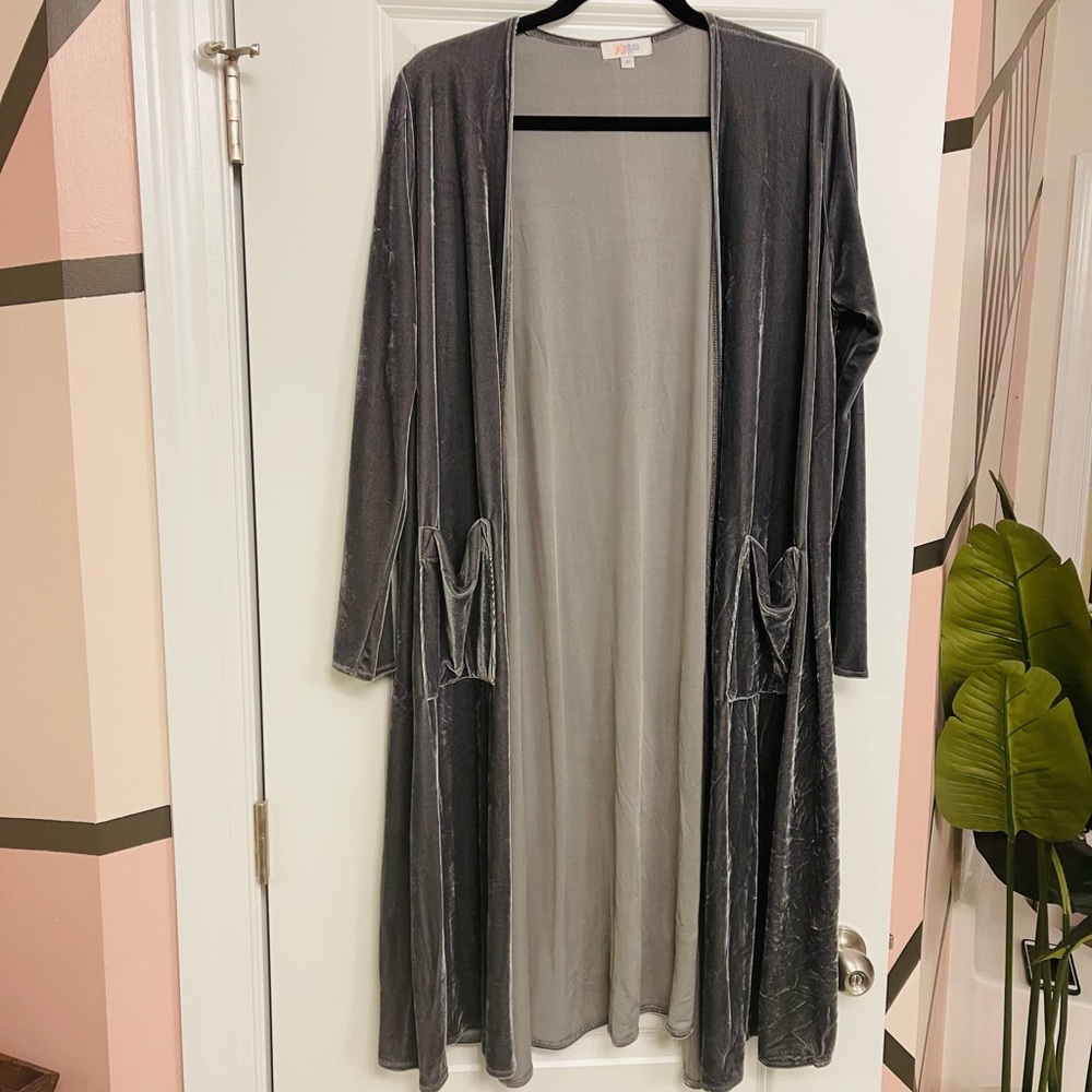 Medium Grey Velvet Lularoe Sarah Cardigan